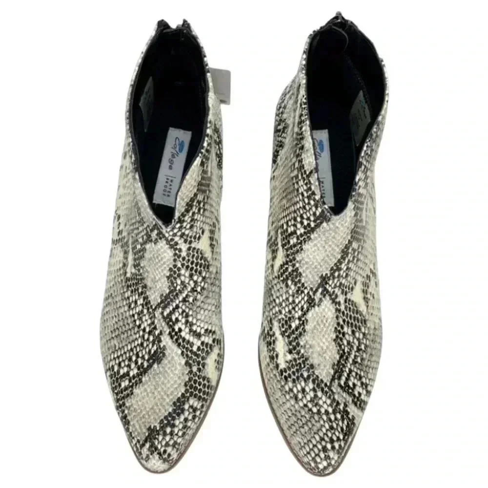 Aqua College Emily Leather Snake Print Waterproof Womens Booties Size 9M
